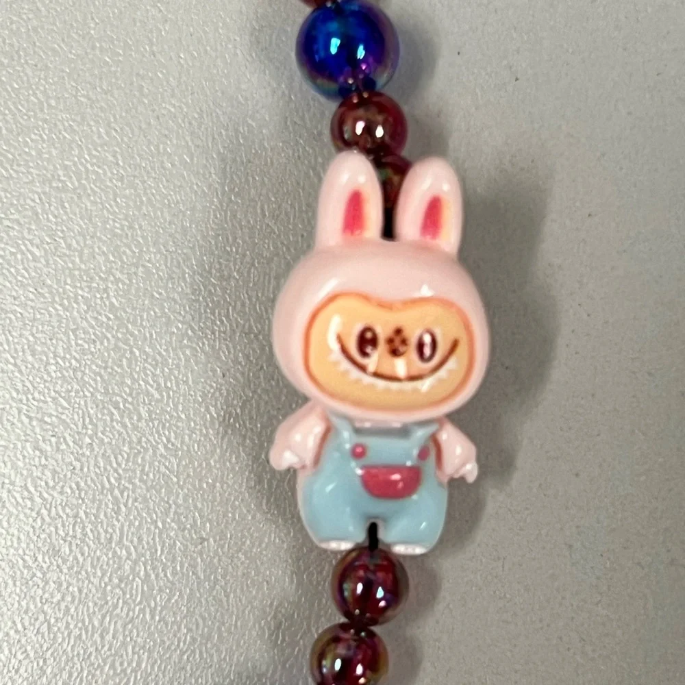 THE FAMOUS LABUBU Beaded Charm Bracelet - Blue and Red/Blue